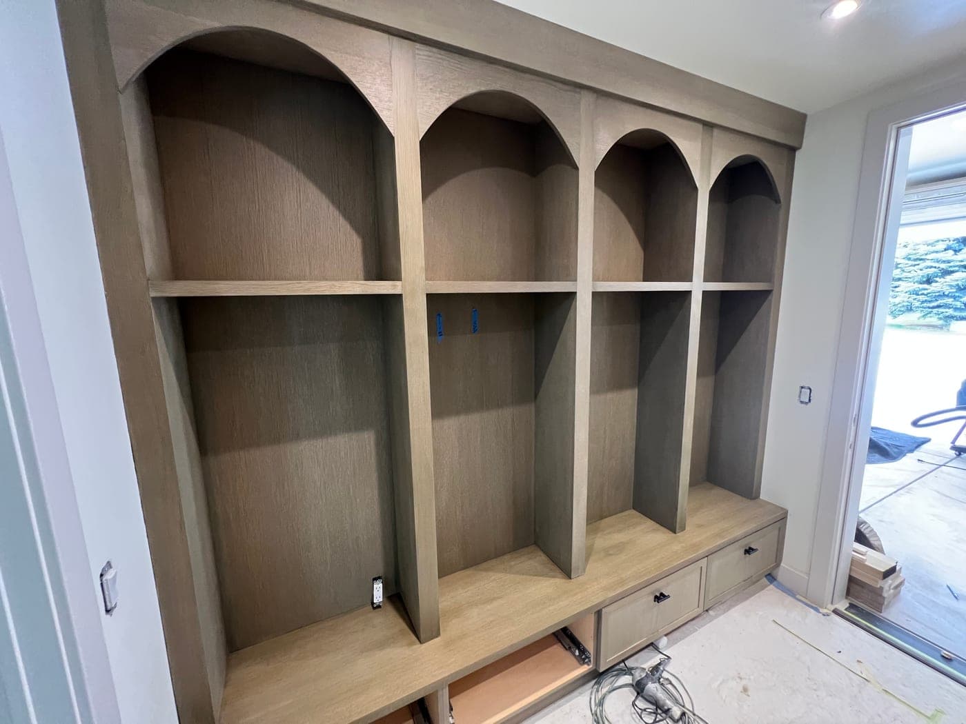 Custom built-in cabinetry with a refined wood finish in an Aspen home
